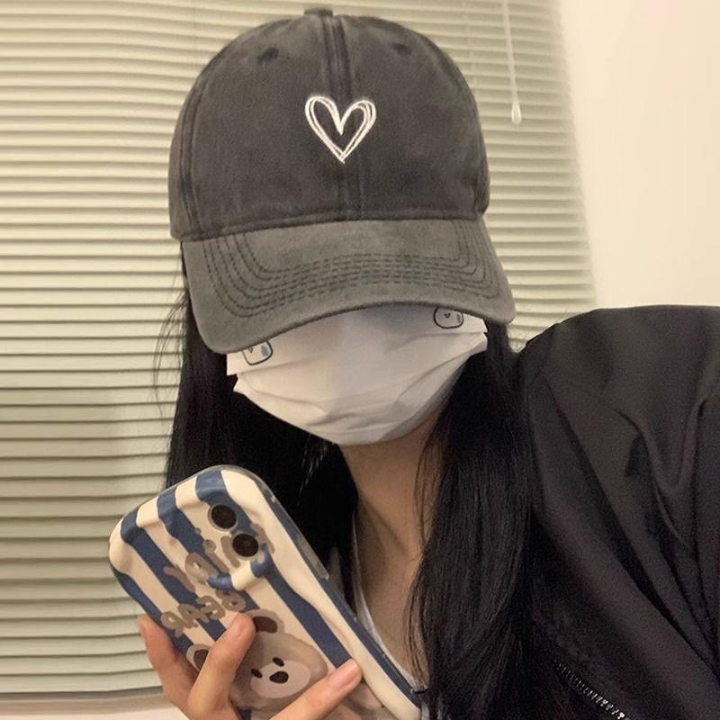 New Outdoor Fashion Sport Baseball Caps For Women Love Heart Embroidery Hat Cap Female Washed Cotton Dad Hat