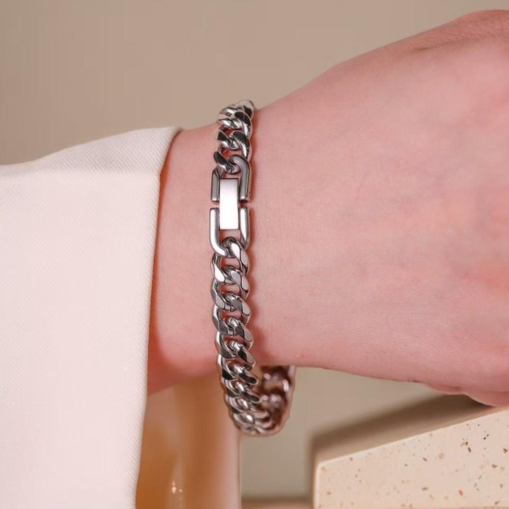 Elegant Cuban Chain Bracelets Buckle Steel Link Bracelet American Metal Hand Chains  Hip Hop