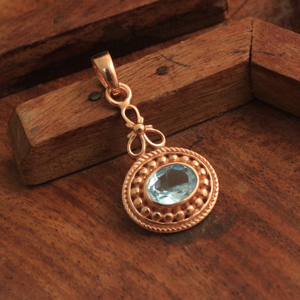 Подвеска из стерлингового серебра 925 пробы с розовым золотом и синим топазом, ювелирные изделия из камня в декабре, женская подвеска