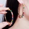 CMM Ethnic Princess Cut Colorful AAA Cubic Zirconia Tassel Hoop Earrings
