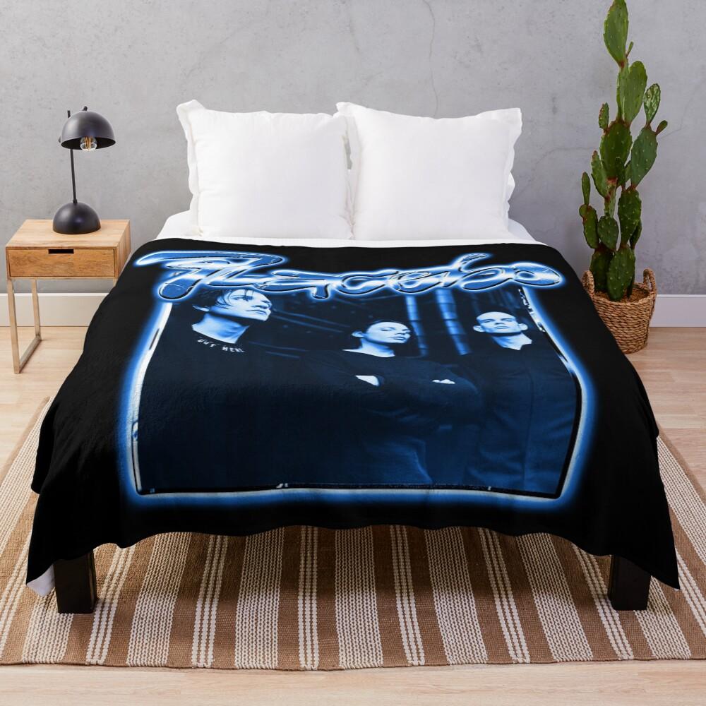 Blue Frame Glow Glam Rock Throw Blanket