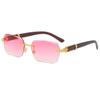 4 Wood Grain Temple Metal Sunglasses Irregular Square Trend Sunglasses For Glasses