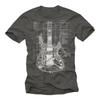 Gifts for Guitarists Unisexs Tshirt with Electric Guitar  Vintage Blue Print Motif Guitar Print for Unisex Shortsleeved Unisexs Tee