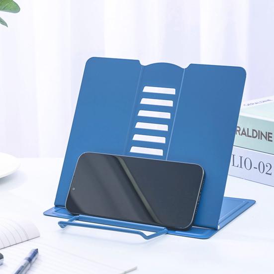 Металлическая подставка для книг, регулируемая по углу наклона, устойчивая поддержка, экономит место, предотвращает боль в шее, складная эргономичная подставка для планшета