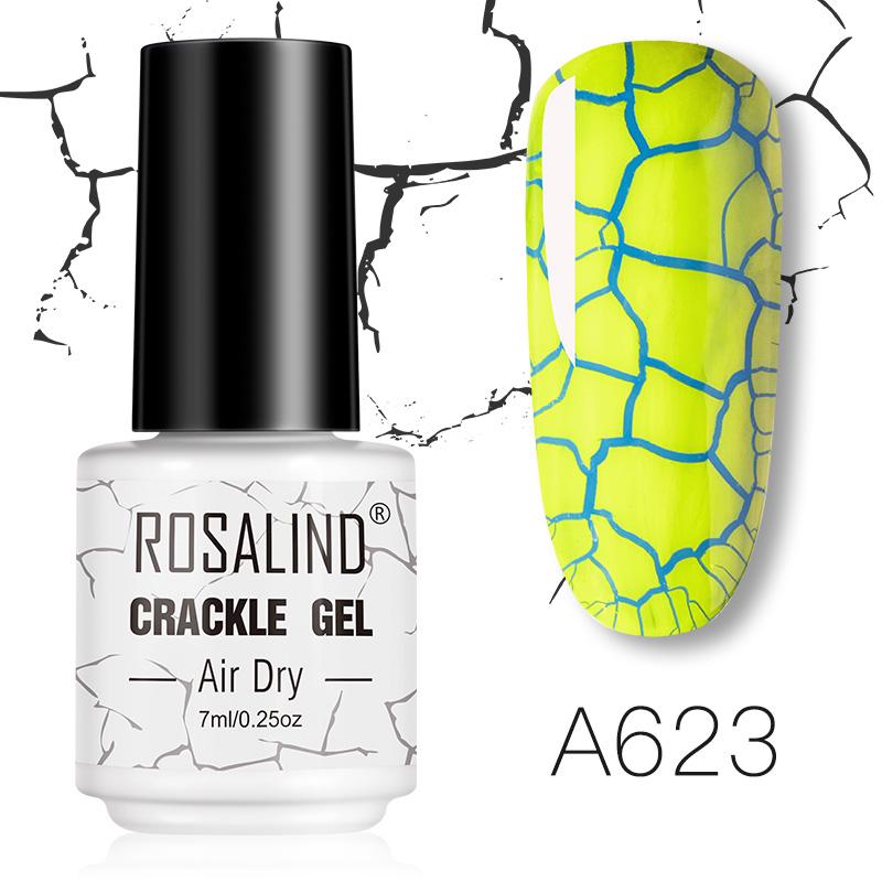 ROSALIND 12 Colors Cracked Nail Gel Varnish Hybrid Crackle Manicure Acrylic Art UV Gel Semi Permanent with Base Top Coat