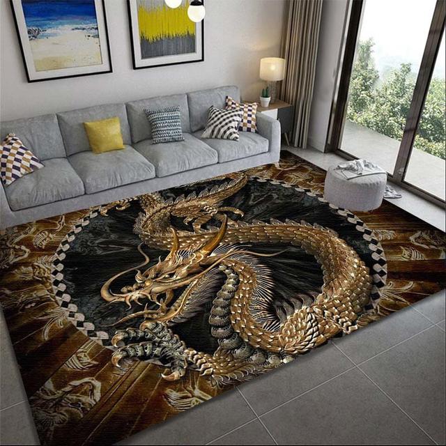 Dragon With Rose Pattern Pringting Rug Non -Slip Rug Floor Mat Doormat Carpet For Bedroom Living Room Rugs For Bedroom