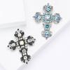 Fashion Creative Alloy Rhinestone Cross Brooch Personality Trend Women'S Clothing Corsage Ornament Pin