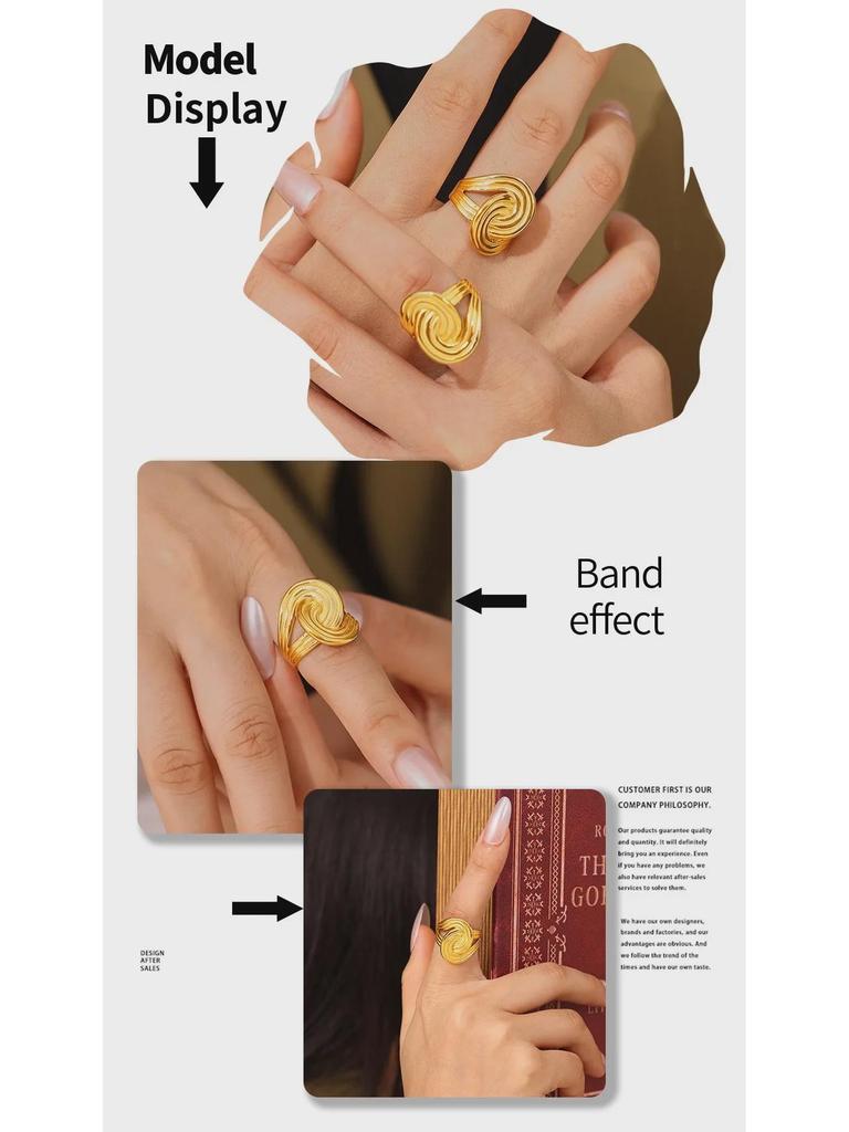 Кольцо из титановой стали с ретро-скрученной полосой с покрытием из 18-каратного золота, европейский и американский стиль