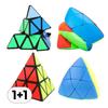 1+1 Pyraminx Cube Set Pyramid Triangle Magic Cube Special Block Expert Triangle Twist Puzzle Block, Korean Popular Puzzles
