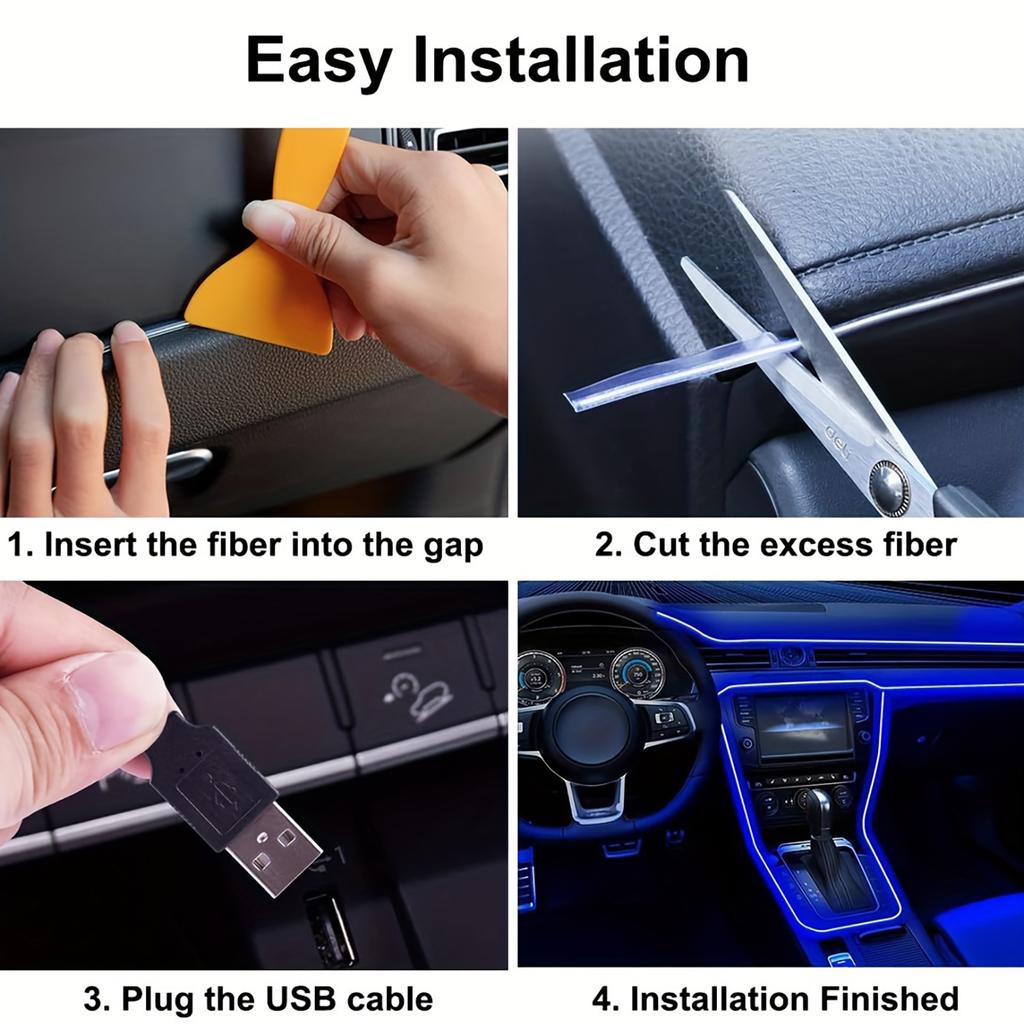 5M Свободная резка DIY Автомобильная Гибкая USB Светодиодная лента для салона автомобиля Неоновая EL Декоративная Атмосферная подсветка для вечеринки