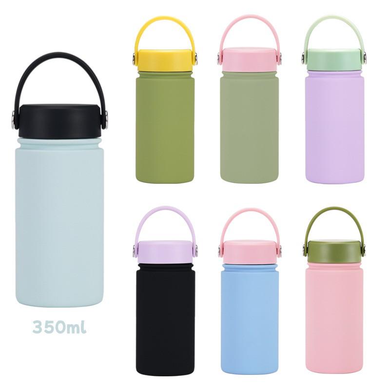 350ml Vacuum Insulated Stainless Steel Water Bottle With Carry Strap Wide Mouth Portable Gym Outdoor Travel Office