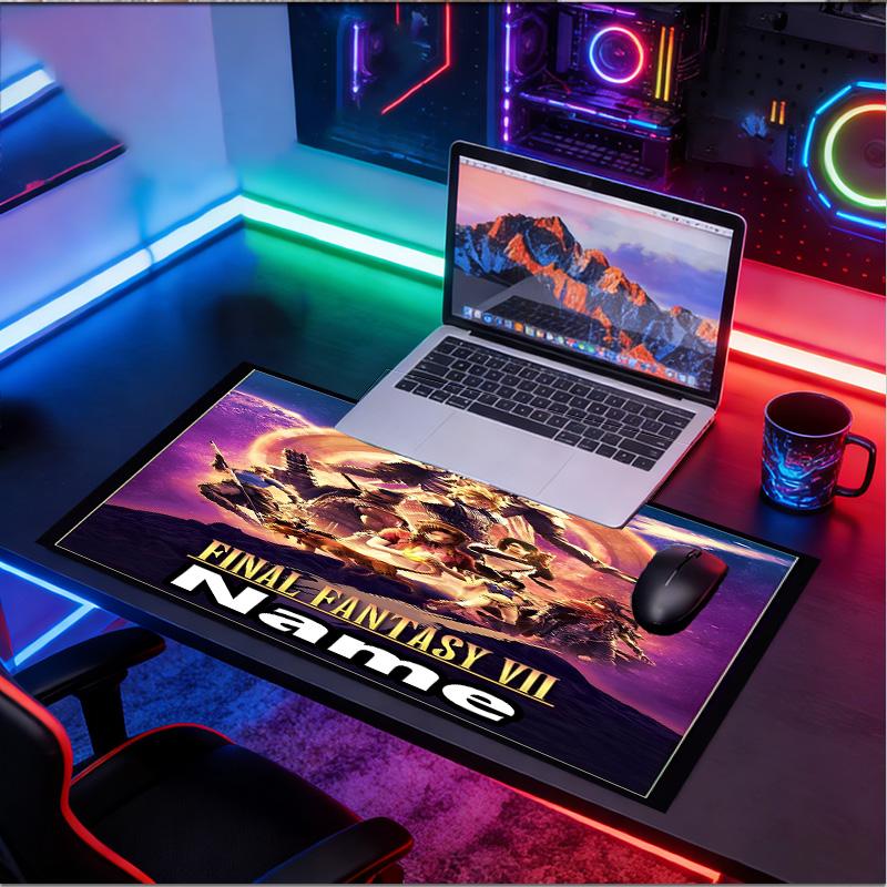 Custom Name Personalized Final Fantasy Pattern Mousepad, Laptop PC Desk Mat, Decorative Desk Mat for Home Keyboard Pad Gift
