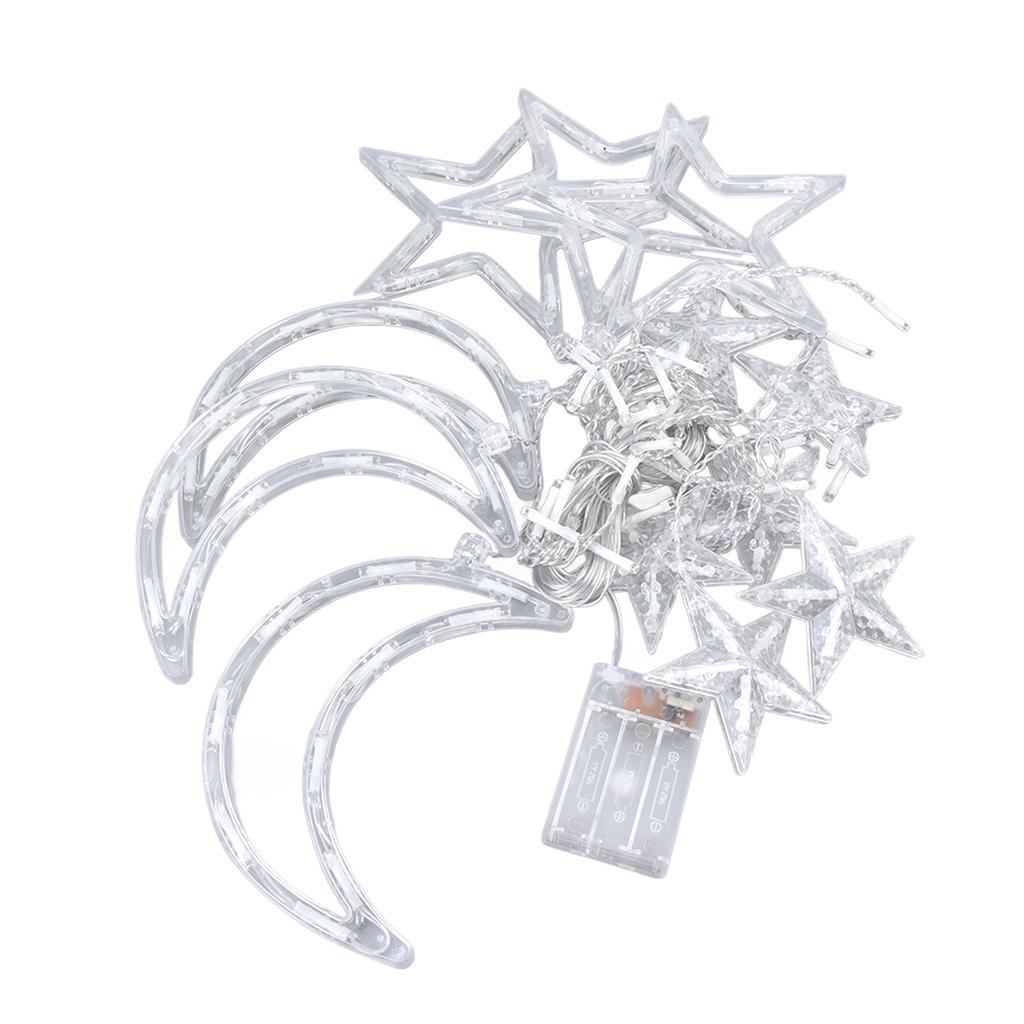 Гирлянда для занавеса «Звезда, Луна» Романтическая атмосфера Питание от батареек 126 светодиодных гирлянд для занавеса «Рамадан»