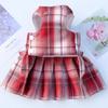 Sweet Plaid Sphynx Cat Dress Vest with Harness Leash Outdoor Pet Clothes for Cats Gotas Skirts Katten Kleding Vestidos Perrita