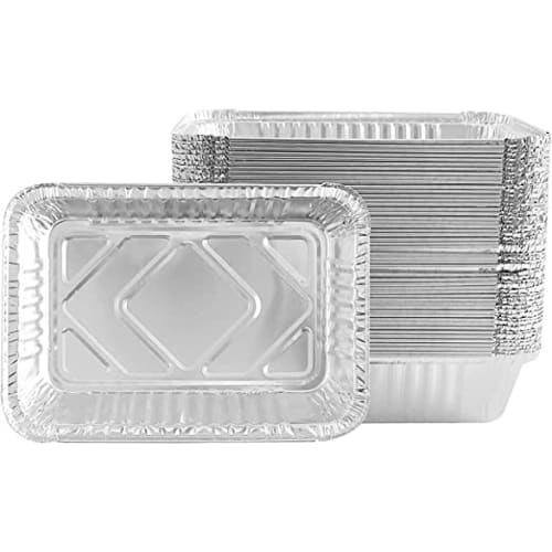 Disposable Aluminum Foil Pans, BBQ Plates, Heavy-Duty Food Containers, Pie Pans, Freezer & Oven Safe, 30-Pack (650ml, Square Plastic Cover)
