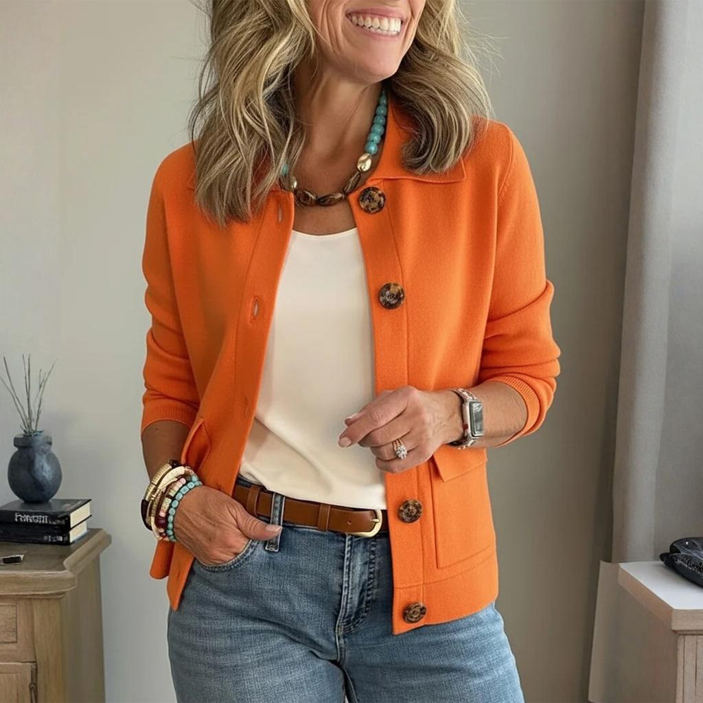 Женская модная однотонная куртка с воротником, длинными рукавами, пуговицами и карманом