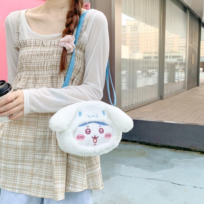 Cartoon Chiikawa Plush Backpack Children Shoulder Carry Trendy Splicing Details