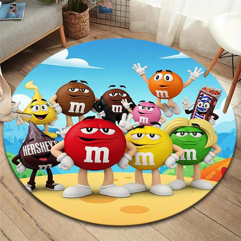 Круглый ковер M&M's, Ковер для гостиной, спальни, дивана, игровой комнаты, Декор, Нескользящий коврик для пола