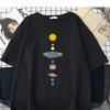 The Eight Planets Of The Solar System Graffiti Men Tshirts Simplicity Crewneck T-Shirts Loose T-Shirt Creativity Fit Male Top