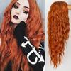 Long Wavy Womens Wig Natural Part Side Hair Ombre Synthetic Wigs Orange/Blonde/Pink Cosplay Wigs Heat Resistant for Women