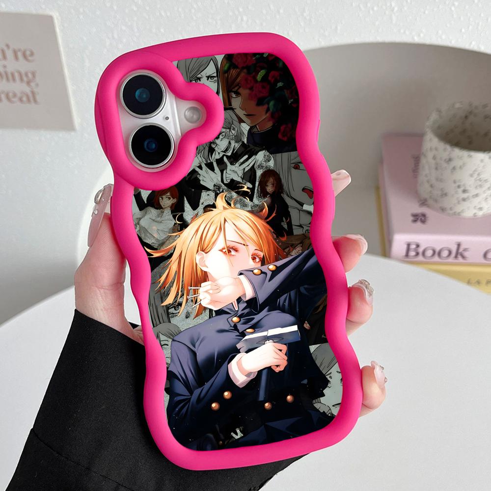 Jujutsu Kaisen Nobara Mobile Phone Case for iPhone 17 16 15 14 13 12 11 Air Pro Max Plus Wavy Edge TPU Colorful Cover Luxury