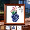 Blue & White Porcelain Ceramic Mosaic Photo Frame – Mid-Autumn Festival Patriotic Theme Decor