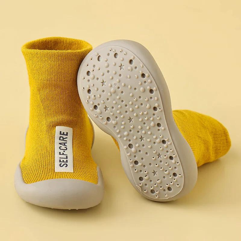 1Pair Children First Walkers Floor Rubber Shoes Anti Slip Soft Soles Early Education Shoes Baby Floor Socks Elastic Socks 0-3years Old