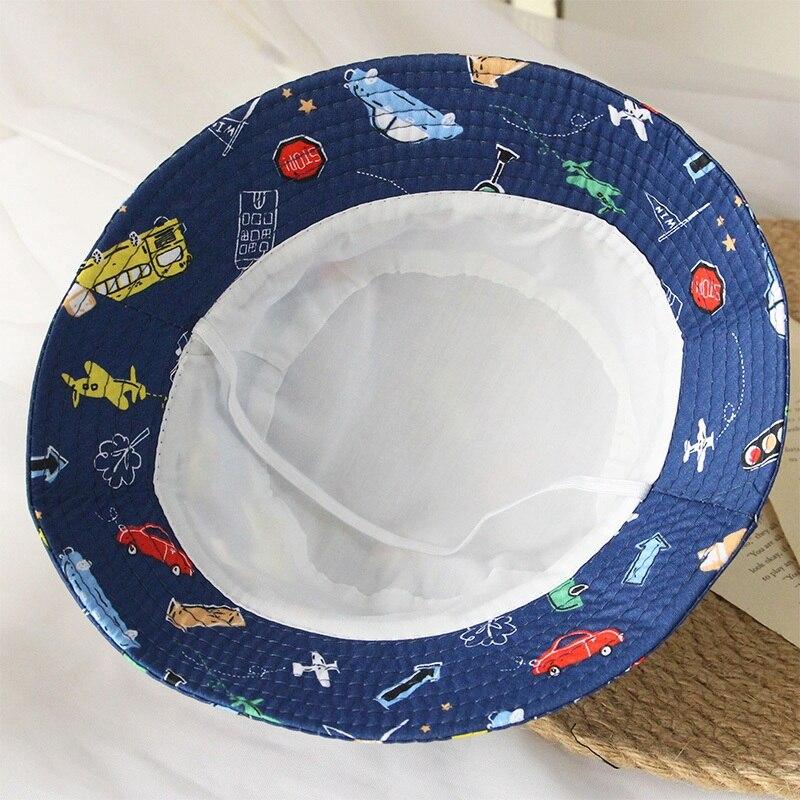 Летние шляпы-ведра для маленьких мальчиков и девочек с мультяшным животным принтом, двусторонние солнцезащитные головные уборы