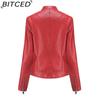 BITCED Rivet Fashion Стойка Кожаная Куртка Однотонная Повседневная Куртка для Женщин Весна/Осень Верхняя Одежда