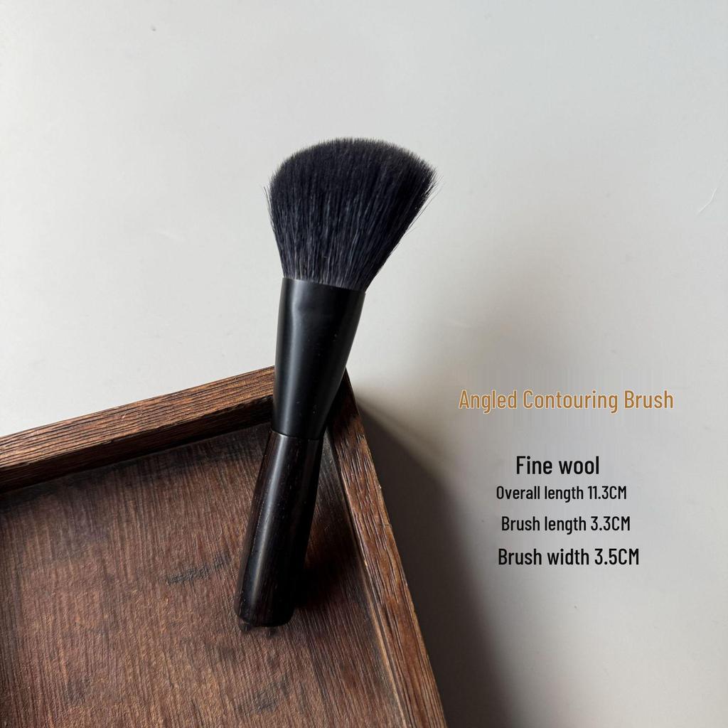 Мини Портативный Набор Кистей для Макияжа из Черного Дерева: Кисти для пудры из шерсти, контурные, для стипплинга и теней для век