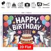 2D Flat Printing Wolf Family Birthday Backdrop with Cake and Balloons