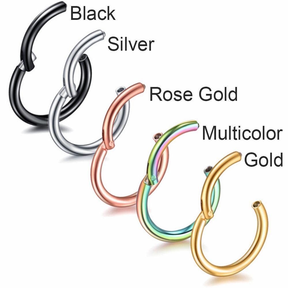 1Pc Unisex Hinged Segment Titanium Steel Ear Helix Tragus Piercing Septum Lip Ring Nose Hoop