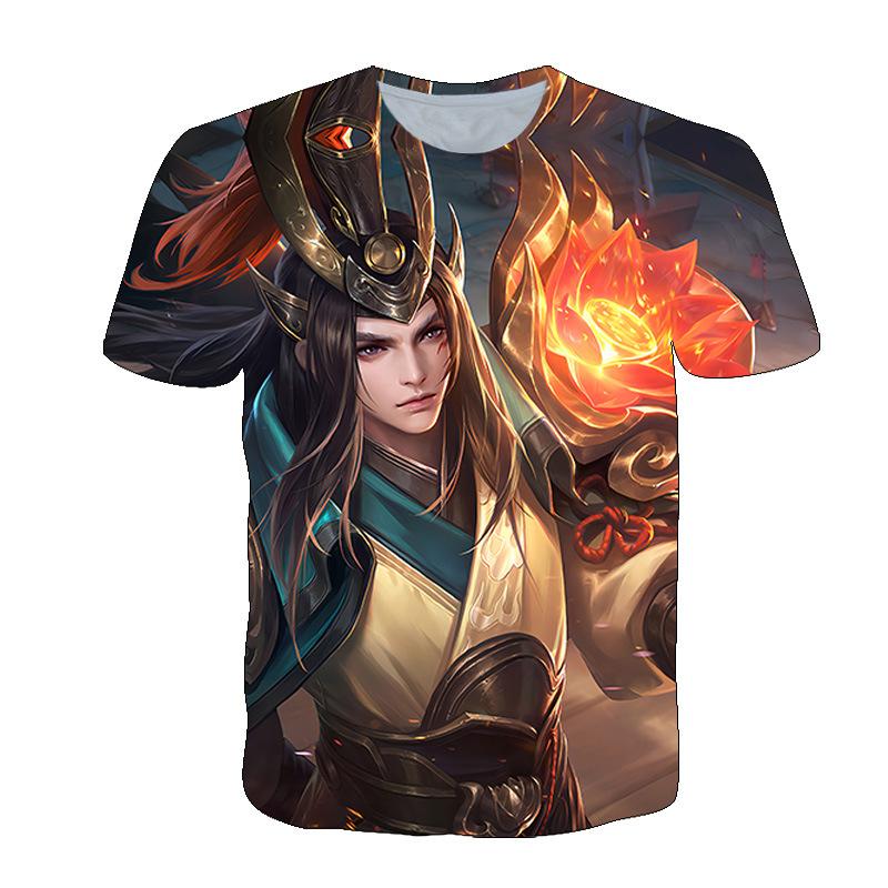 King of Glory Мужской Beloved Date Game Print Летние свободные повседневные футболки с круглым вырезом и коротким рукавом для мужчин