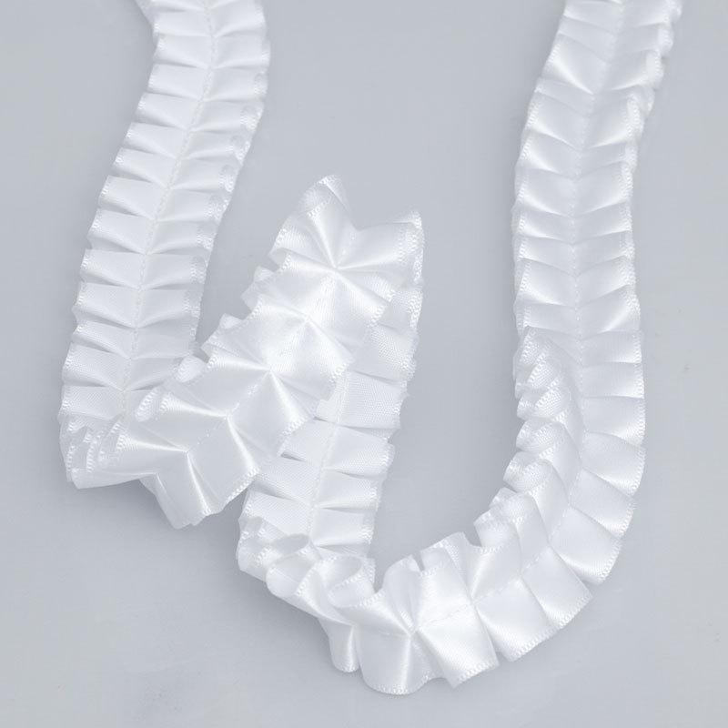 Elegant Multifunction 2.5cm Wide Ruffled Ribbon Polyester Ribbon Ruffled Lolita Headdress Clothing Design Diy Lace Accessories Home Decoration
