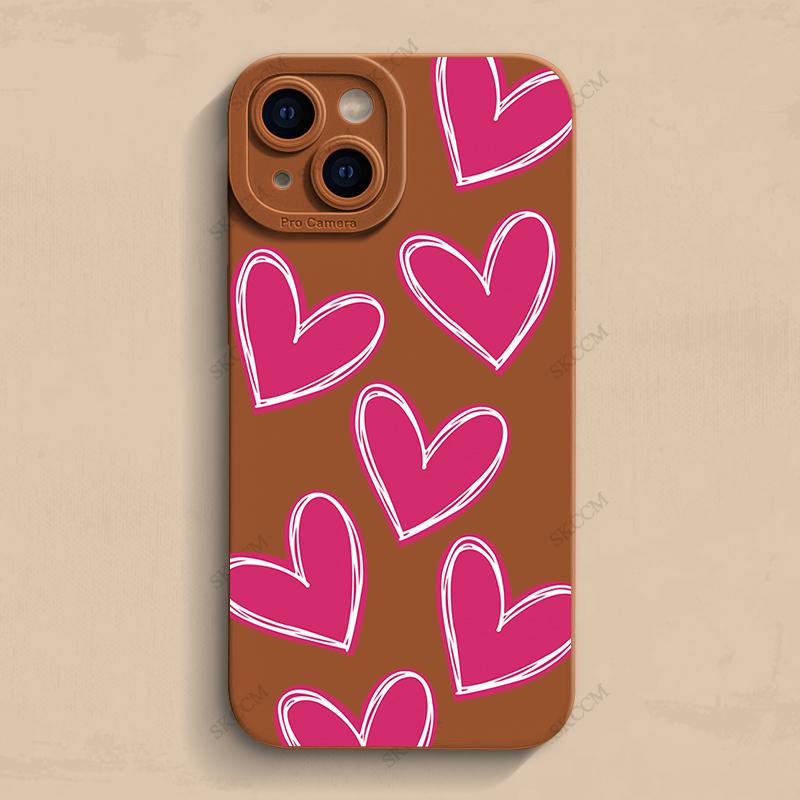 Роскошный красный чехол для телефона с сердечком любви из мягкого силикона для iPhone 15 14 13 12 11 Pro Max Mini XR X XS Max 7 8 Plus матовая задняя крышка