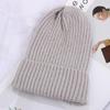 Solid Color Casual Hat Thicken Warm Slouchy Bonnet Wool Knit Beanies Ski Hat Hedging Cap