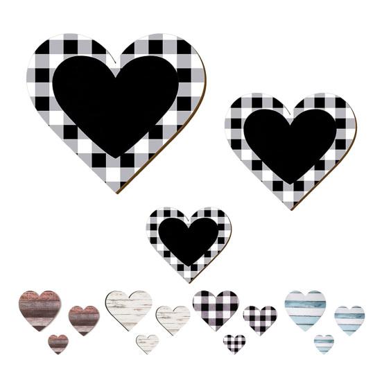 3 Pcs Wooden Heart Wall Decor Vintage Heart Shaped Wall Sign Rustic Hanging Love Plaque for Kitchen Bedroom Bathroom Living Room Farmhouse