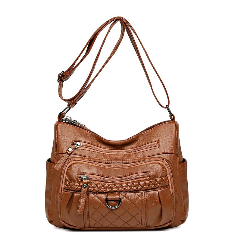 Leather Armpit Bags For Women Shoulder Crossbody Bag Ladies Vintage Underarm Handbags Suitable For Mothers Mom To Use