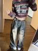 Harajuku 90s Y2k Vintage Baggy Jeans Women Grunge Washed Multiple Pockets Denim Cargo Pants Low Rise Casual Wide Leg Trousers