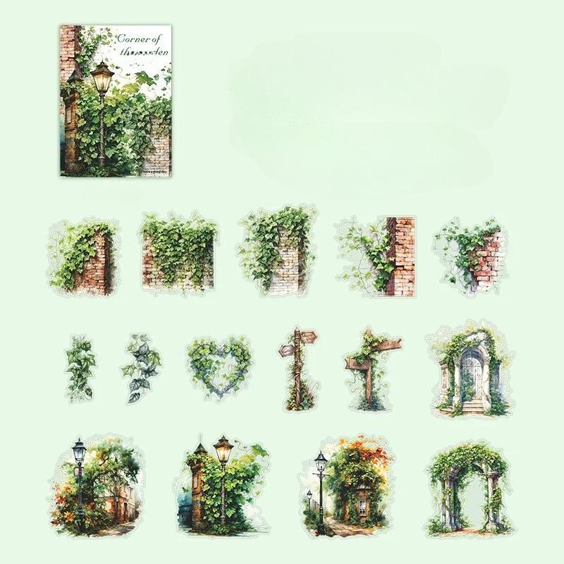 30 Sheet Beautiful Garden Themed Stickers Elegant Garden Scenes for Hand Account Decoration Scrapbook Collage