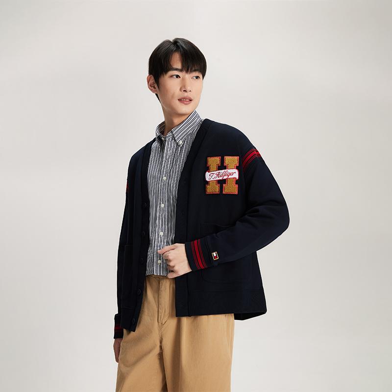 Tommy Hilfiger Коллекция Год Дракона Вязаные изделия Мужской V-образный вырез Умеренный MW0MW34193