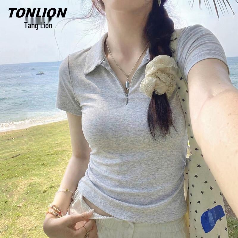 Женская футболка-поло TonLion с полумолнией
