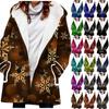 Women's Winter Coat Warm Shaggy Down Hooded Button Down Christmas Snowflake Printing Coat Jacket