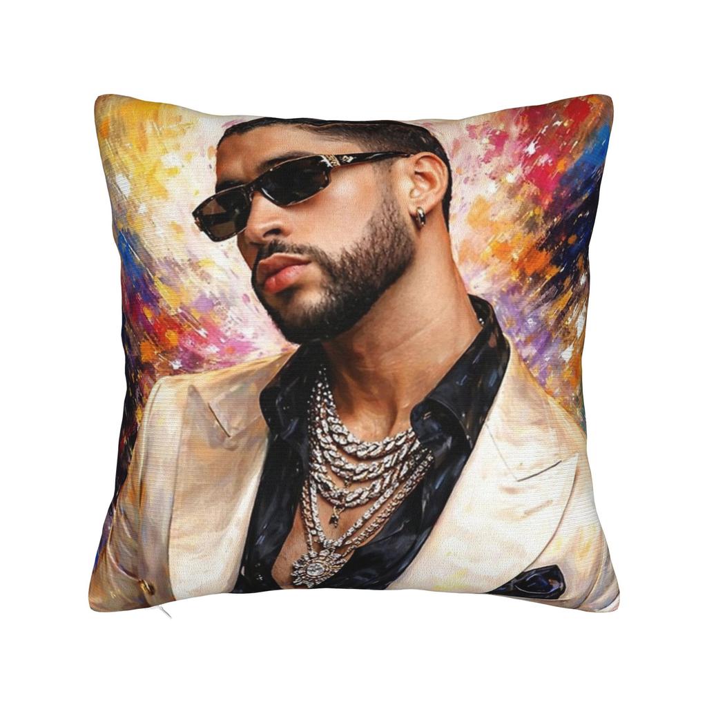 Singer Bad Bunny Pillowcase Doublesided Printing Polyester Cushion Cover Decorative  Throw Pillow Case Cover Home