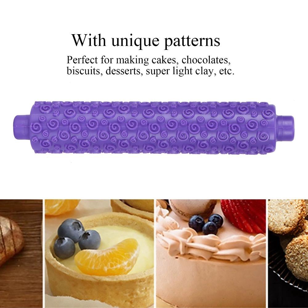 Purple Embossing Roller Short Handle Pastry Cake Decorating Tool Baking Supplies