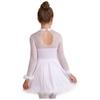 Girls Christmas Shiny Sequin Dance Dress Long Sleeve Feather Keyhole Back Jumpsuit Dress Performance Costume