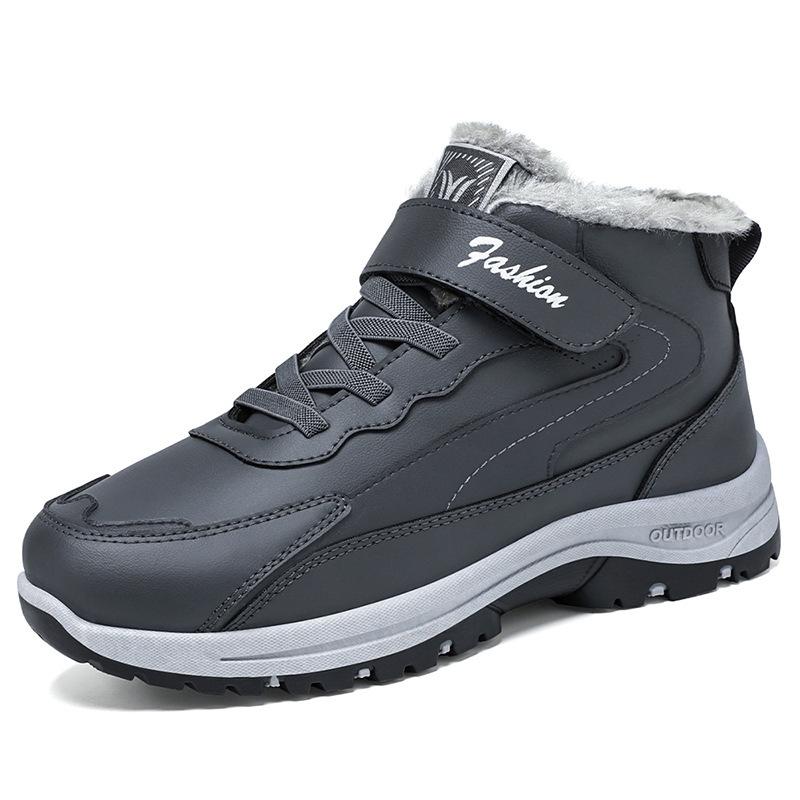 Мужские повседневные зимние теплые кроссовки с подкладкой из искусственного меха, короткие ботинки, нескользящие, для тренировок, ходьбы, для мужчин, удобные ботинки на шнуровке для снегоходов