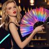 33 см Большой складной ручной веер для рейва Китайский веер Кунг-фу Градиентный разноцветный Отражающий складной веер Веер для музыкального фестиваля Веер для танца Подарок