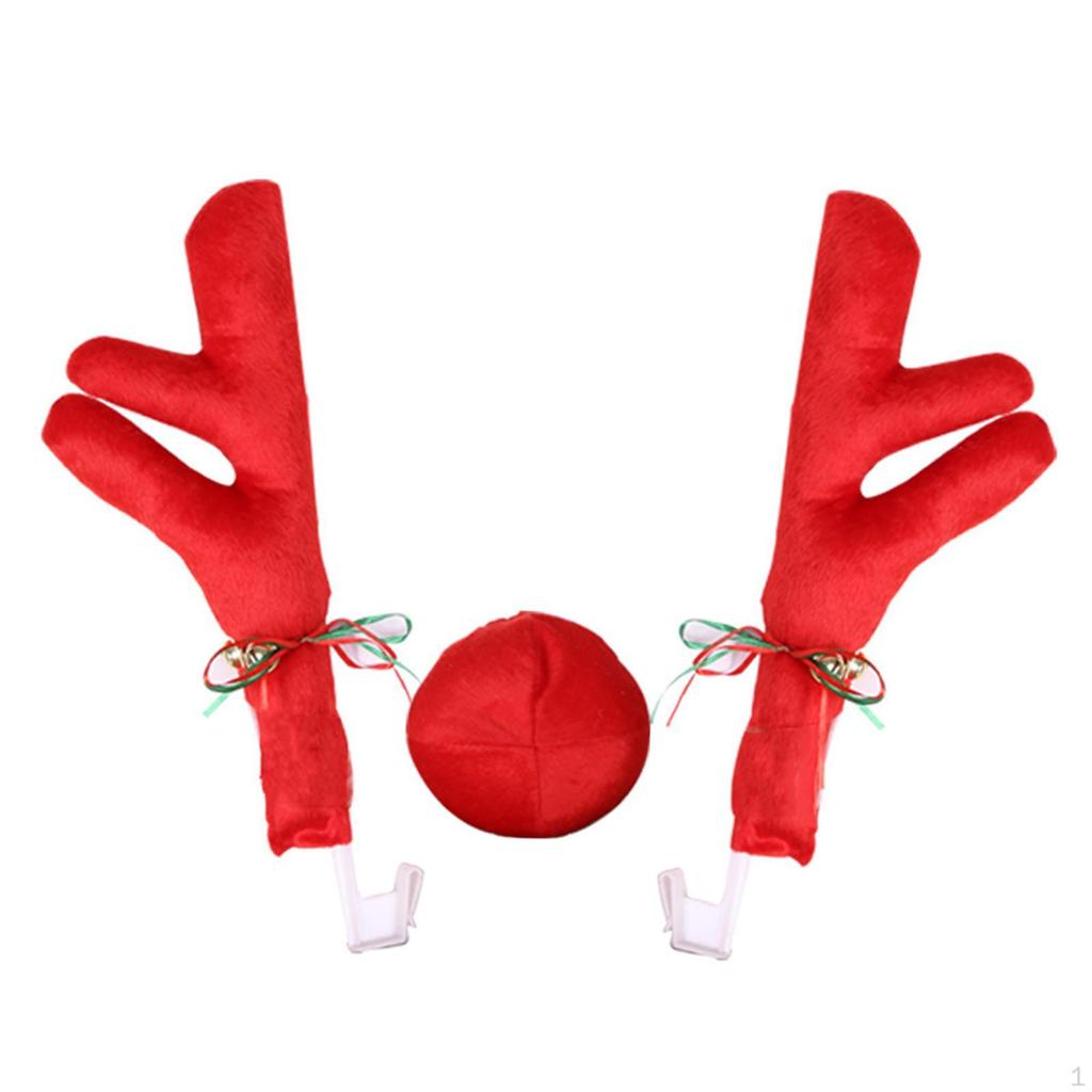 Car Reindeer Antlers and Nose Set Costume Xmas Ornament Universal Premium Holiday Christmas