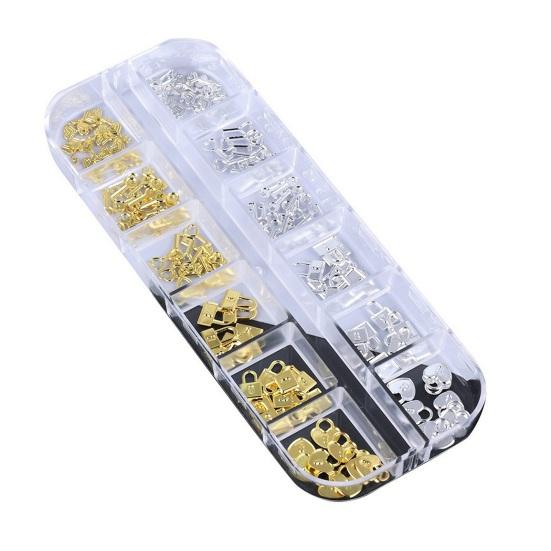 1 коробка, подвеска для дизайна ногтей, 12 сеток в ассортименте, полый металлический ключ с замком в форме сердца для женщин и девочек, аксессуары для украшения ногтей своими руками, подарок на день рождения